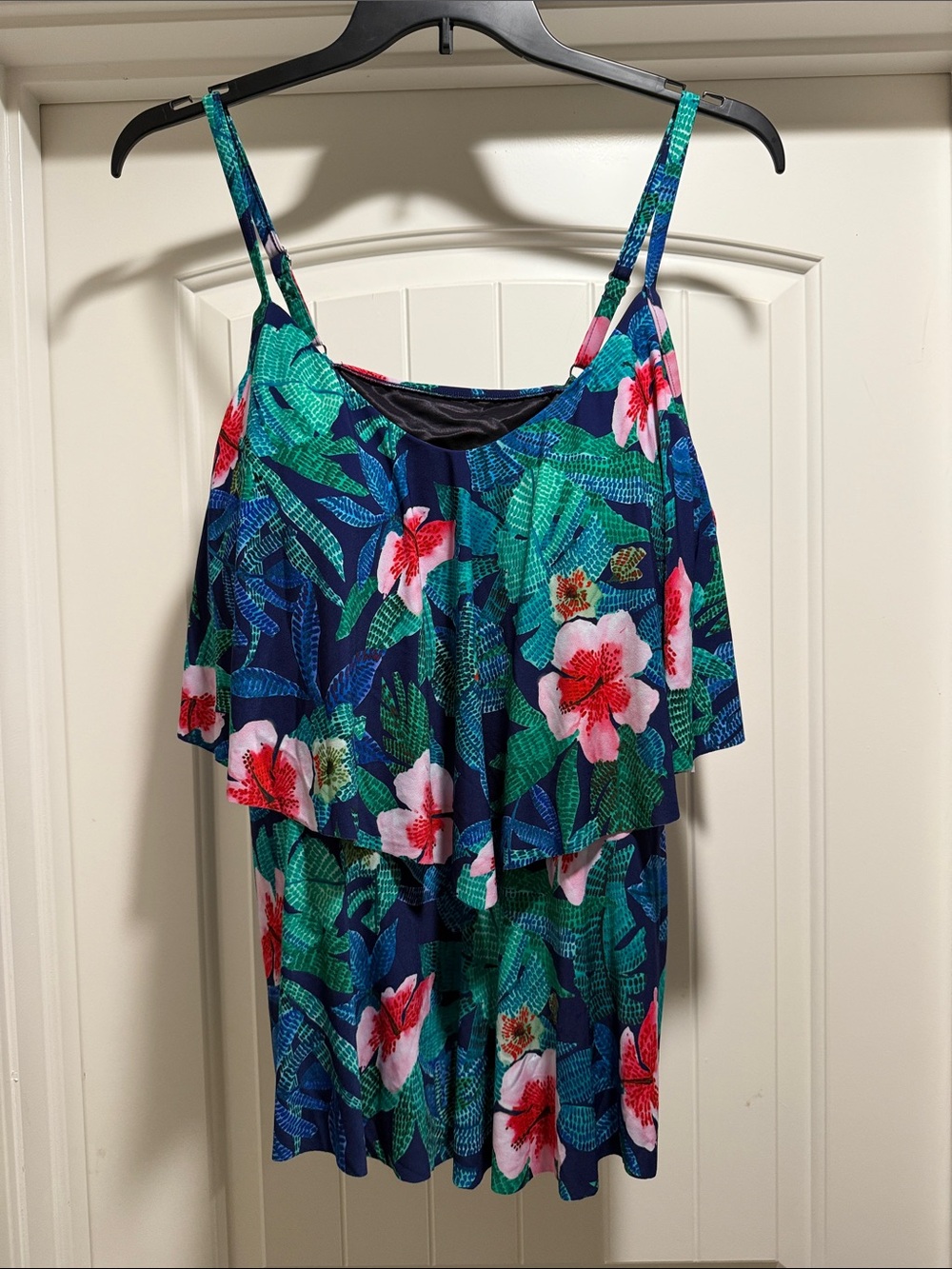 Women’s Navy Tropical Floral Tankini Swimsuit Top